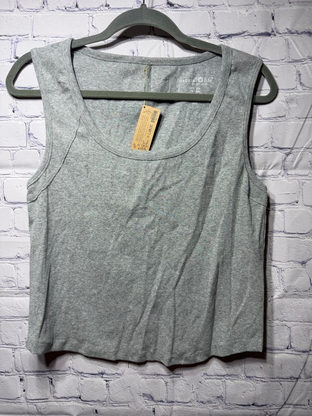 Natural Life Womens Scoop Neck Ribbed Tank Gray Sz XL NWT Casual